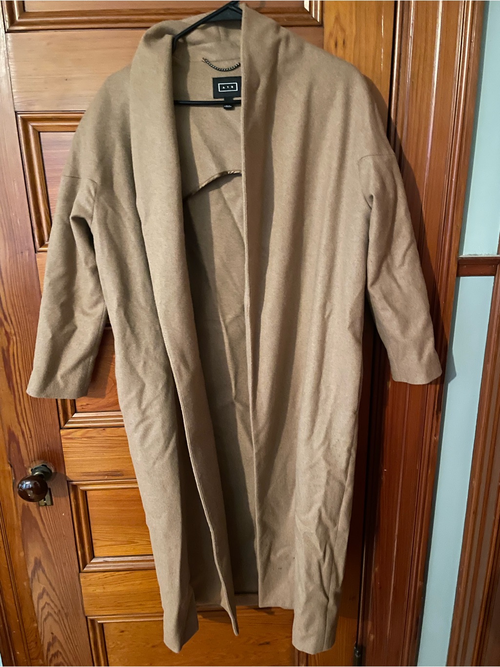 Ayr Camel Tan Open-Front Trench Coat
